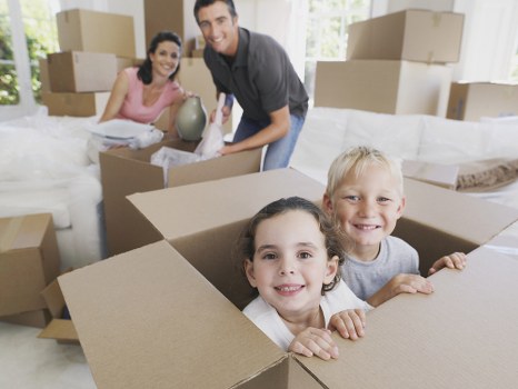 Moving boxes and removal van for Thamesmead relocation