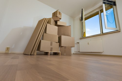 Organized boxes and luggage for student storage in Thamesmead