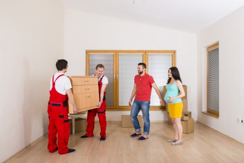 Secure furniture storage facility in Thamesmead with neatly arranged items